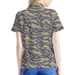 Military Tiger Stripe Camouflage Print Women's Polo Shirt