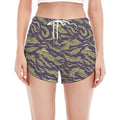 Military Tiger Stripe Camouflage Print Women's Split Running Shorts