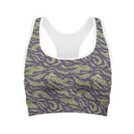 Military Tiger Stripe Camouflage Print Women's Sports Bra