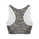 Military Tiger Stripe Camouflage Print Women's Sports Bra