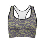 Military Tiger Stripe Camouflage Print Women's Sports Bra