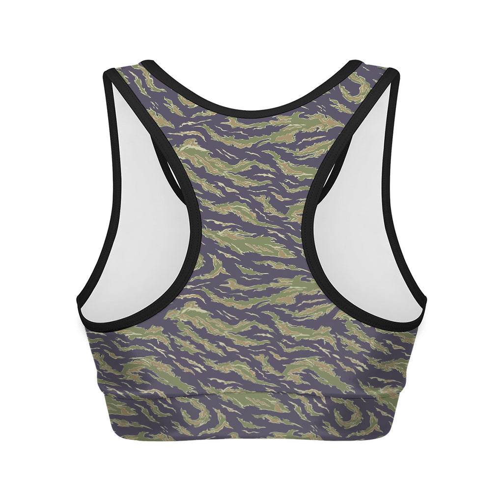 Military Tiger Stripe Camouflage Print Women's Sports Bra