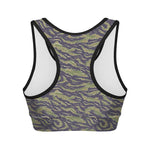 Military Tiger Stripe Camouflage Print Women's Sports Bra