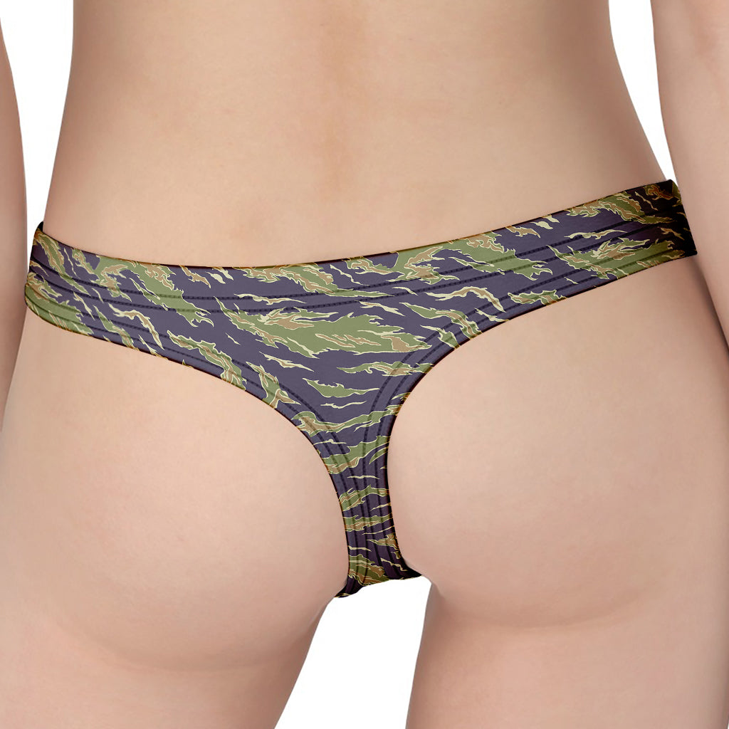 Military Tiger Stripe Camouflage Print Women's Thong