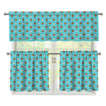 Milk And Cookies Pattern Print 3 Piece Kitchen Curtains