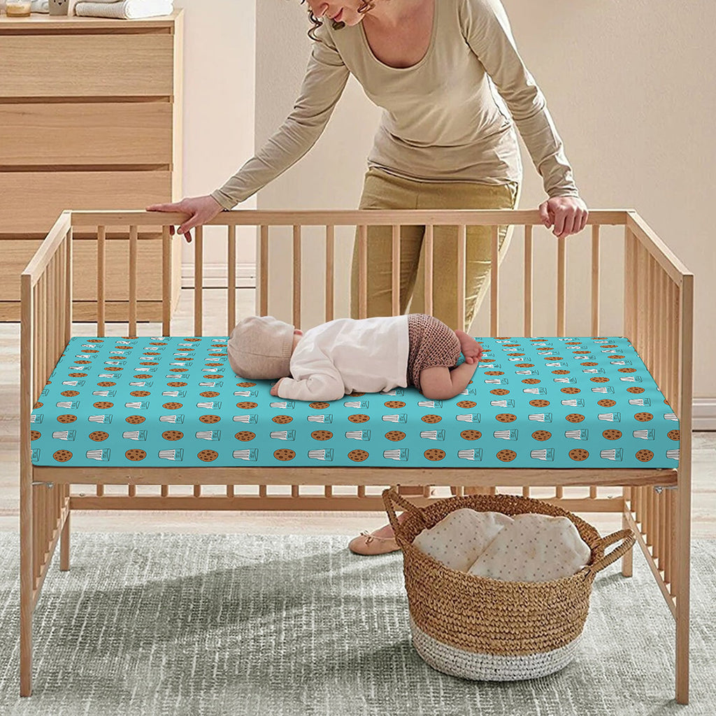 Milk And Cookies Pattern Print Baby Crib Sheet