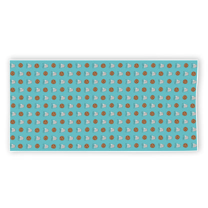 Milk And Cookies Pattern Print Beach Towel