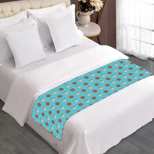 Milk And Cookies Pattern Print Bed Runner