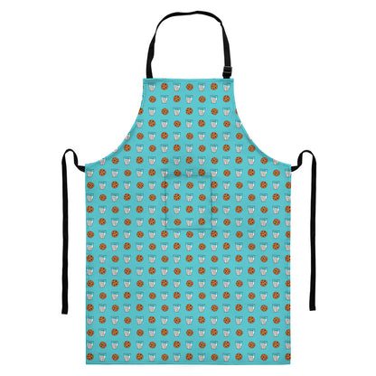 Milk And Cookies Pattern Print Bib Apron With Pocket