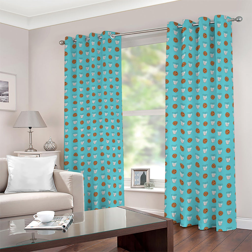 Milk And Cookies Pattern Print Blackout Grommet Curtains