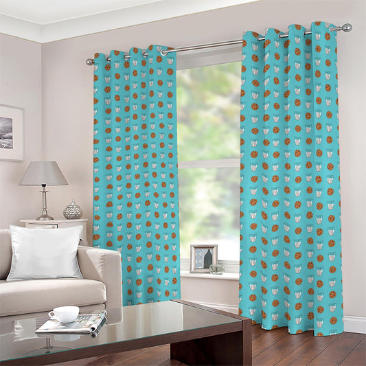 Milk And Cookies Pattern Print Blackout Grommet Curtains