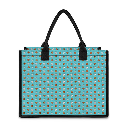 Milk And Cookies Pattern Print Canvas Tote Bag