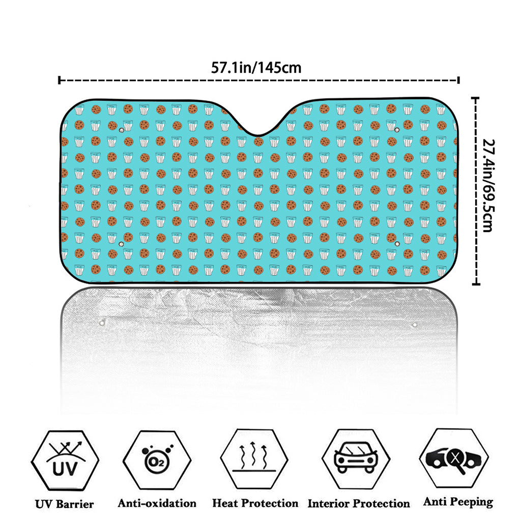 Milk And Cookies Pattern Print Car Windshield Sun Shade