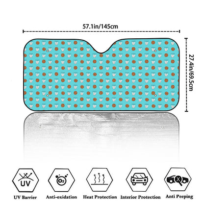 Milk And Cookies Pattern Print Car Windshield Sun Shade
