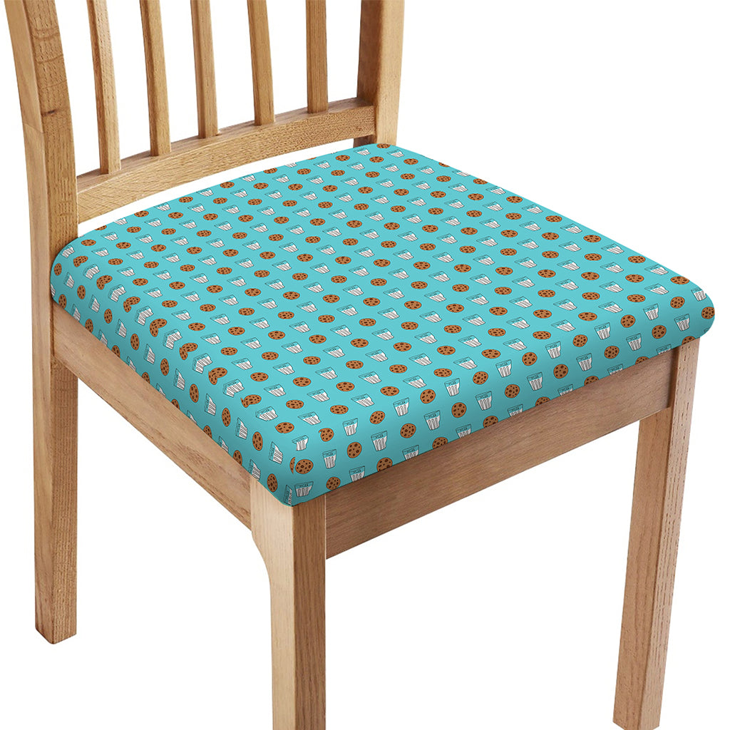 Milk And Cookies Pattern Print Chair Cushion Cover