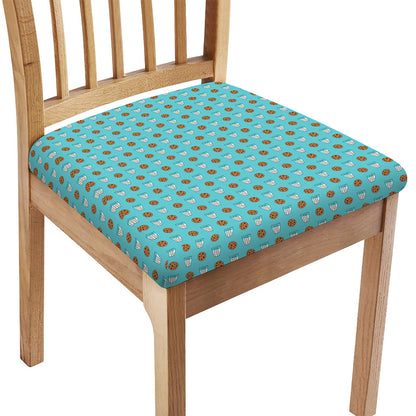 Milk And Cookies Pattern Print Chair Cushion Cover