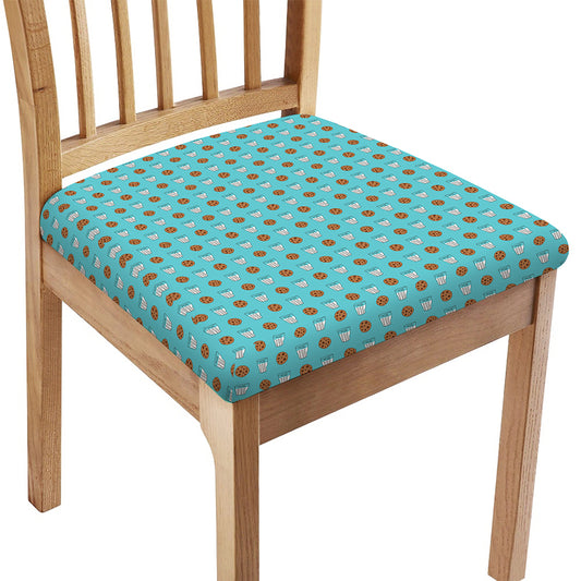 Milk And Cookies Pattern Print Chair Cushion Cover