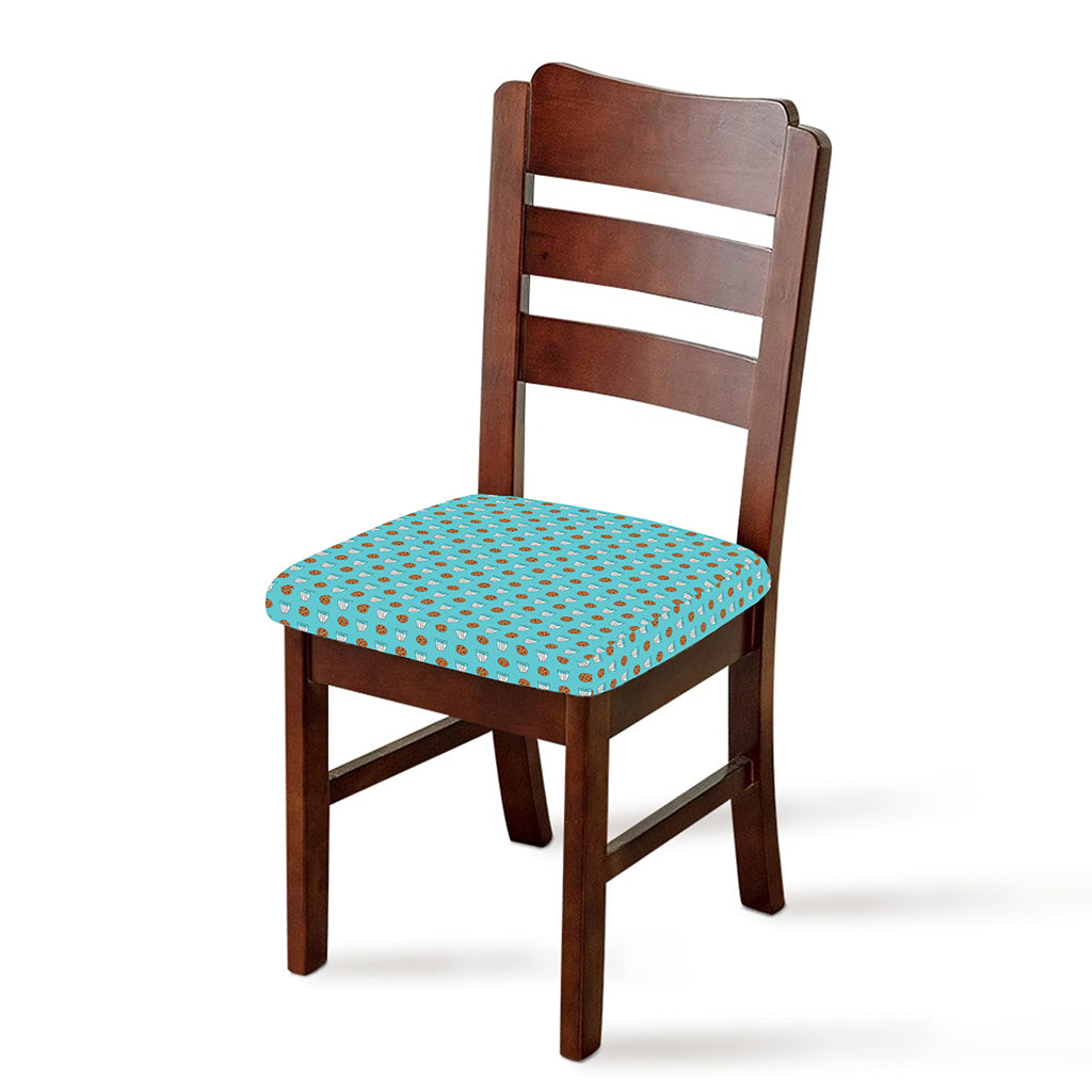Milk And Cookies Pattern Print Chair Cushion Cover