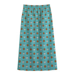 Milk And Cookies Pattern Print Cotton Front Slit Maxi Skirt