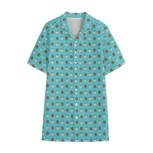 Milk And Cookies Pattern Print Cotton Hawaiian Shirt