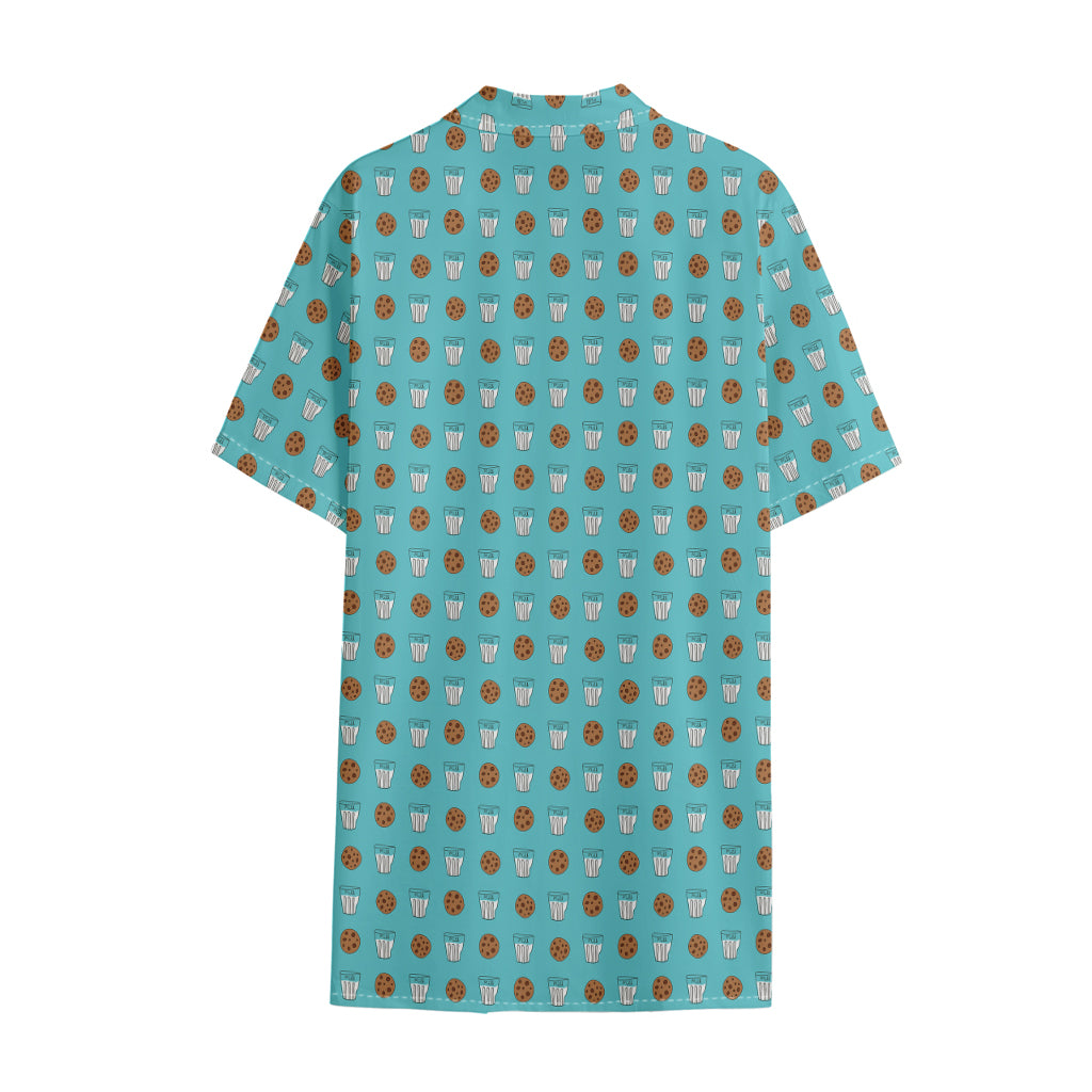 Milk And Cookies Pattern Print Cotton Hawaiian Shirt
