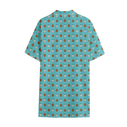 Milk And Cookies Pattern Print Cotton Hawaiian Shirt