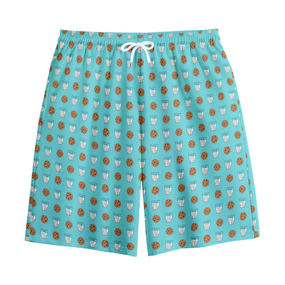Milk And Cookies Pattern Print Cotton Shorts