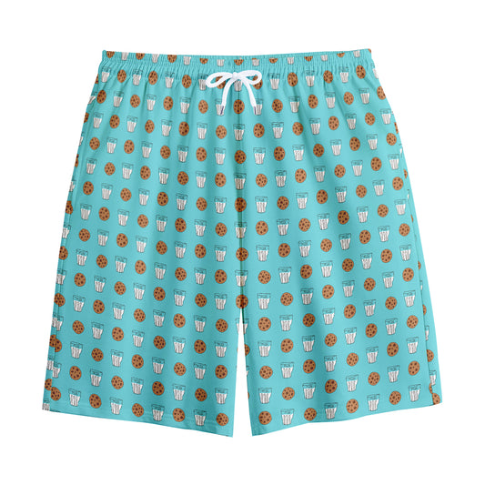 Milk And Cookies Pattern Print Cotton Shorts