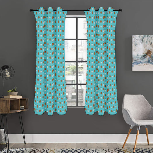 Milk And Cookies Pattern Print Curtain