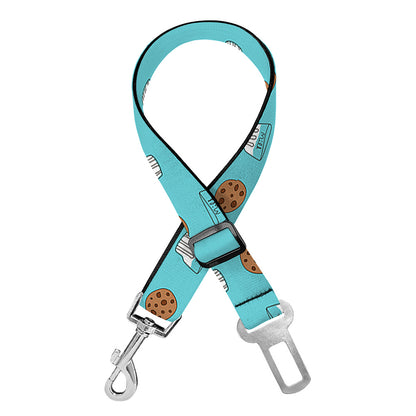 Milk And Cookies Pattern Print Dog Seat Belt
