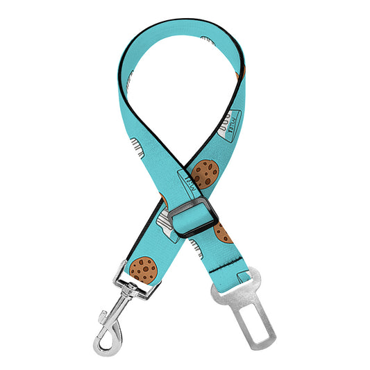 Milk And Cookies Pattern Print Dog Seat Belt