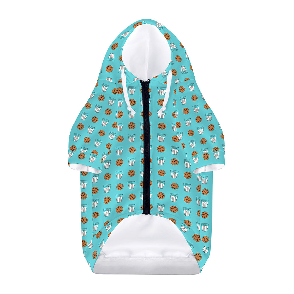 Milk And Cookies Pattern Print Dog Zip Up Hoodie