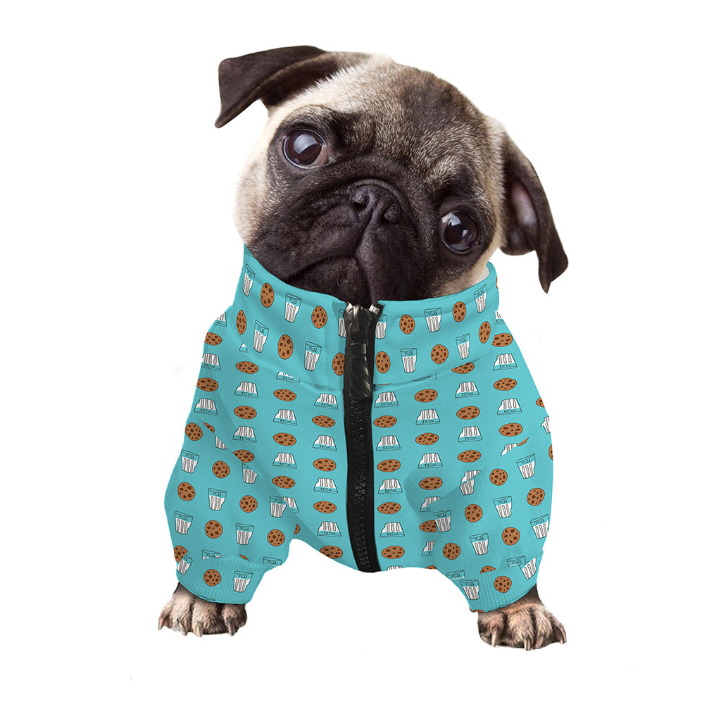 Milk And Cookies Pattern Print Dog Zip Up Jacket