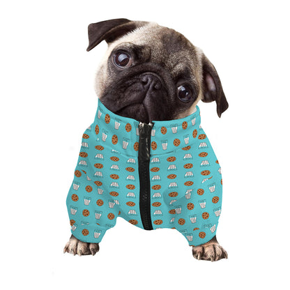 Milk And Cookies Pattern Print Dog Zip Up Jacket