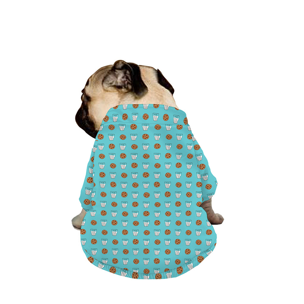 Milk And Cookies Pattern Print Dog Zip Up Jacket