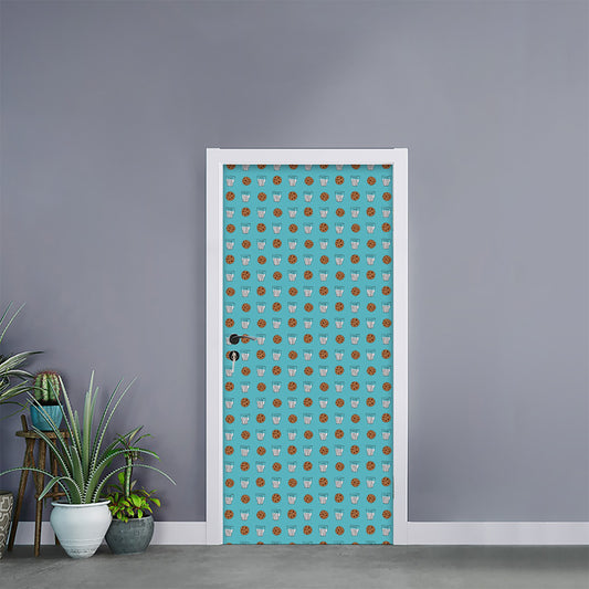 Milk And Cookies Pattern Print Door Sticker
