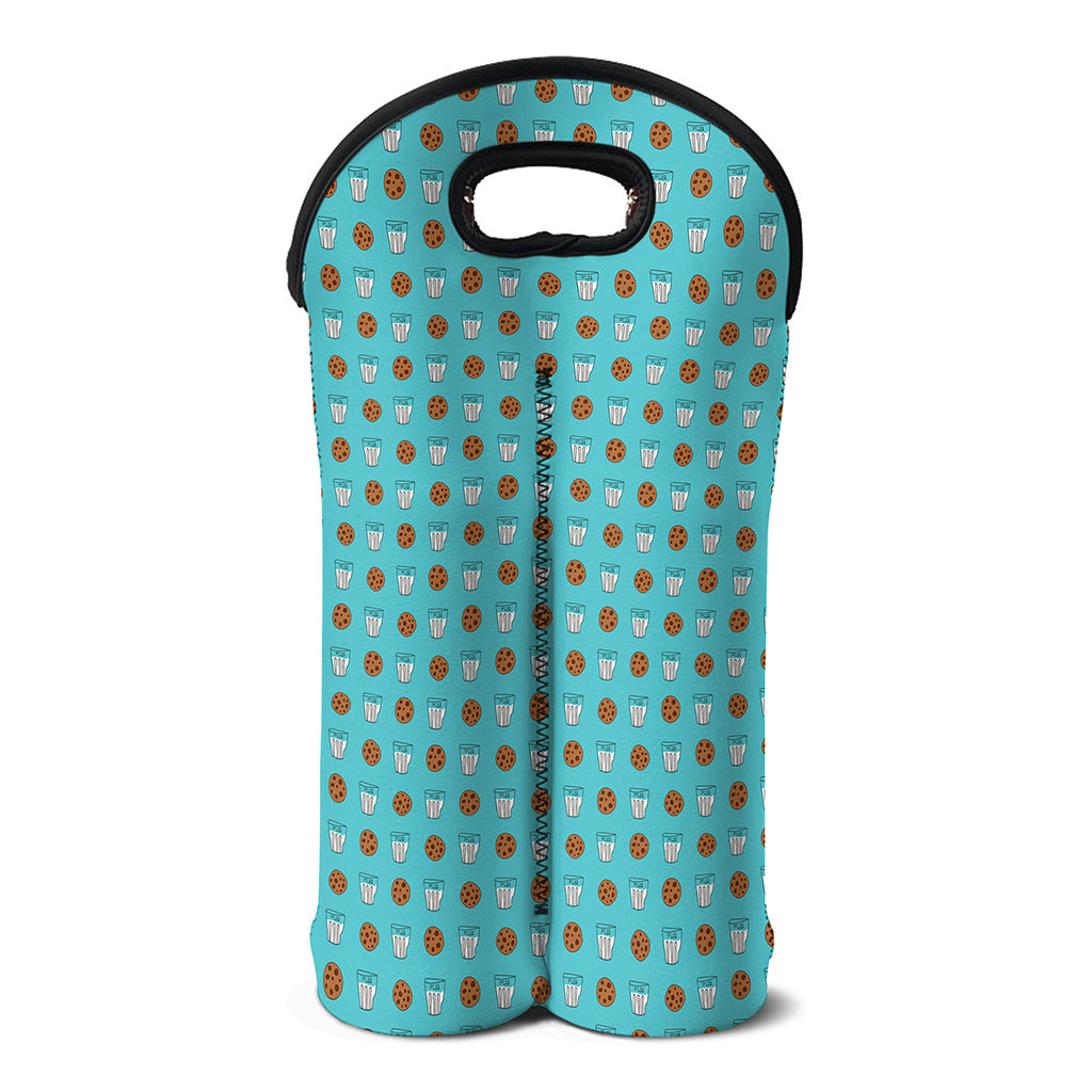 Milk And Cookies Pattern Print Double Neoprene Wine Tote