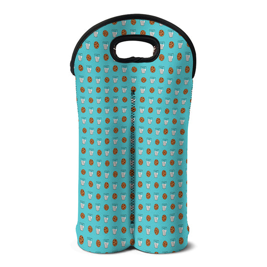 Milk And Cookies Pattern Print Double Neoprene Wine Tote