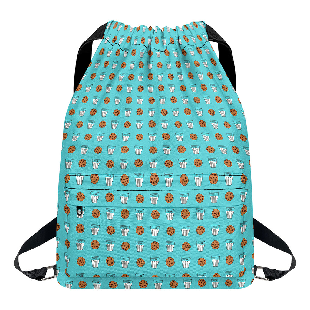 Milk And Cookies Pattern Print Drawstring Backpack