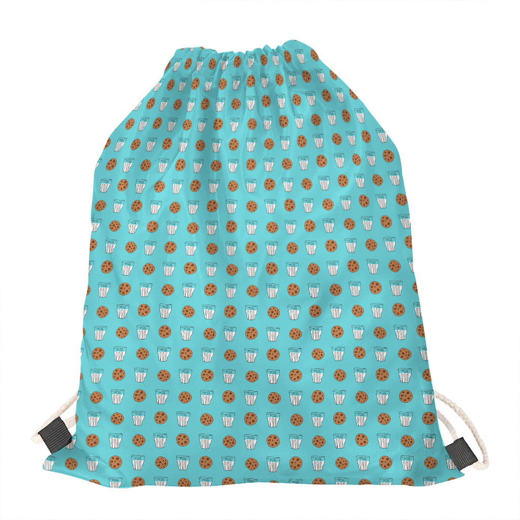 Milk And Cookies Pattern Print Drawstring Bag