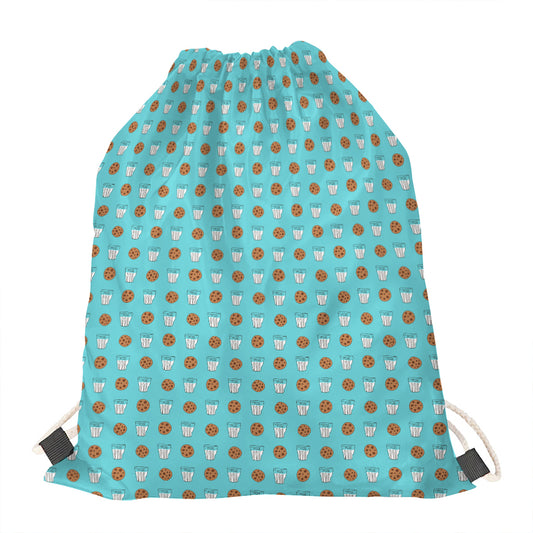 Milk And Cookies Pattern Print Drawstring Bag