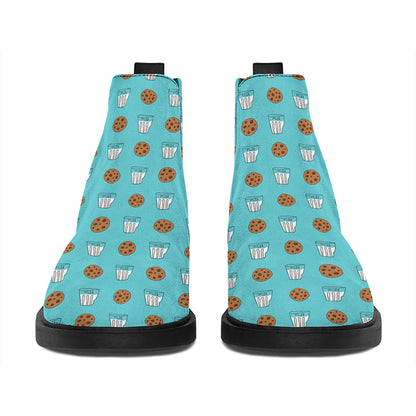 Milk And Cookies Pattern Print Flat Ankle Boots