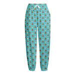 Milk And Cookies Pattern Print Fleece Lined Knit Pants