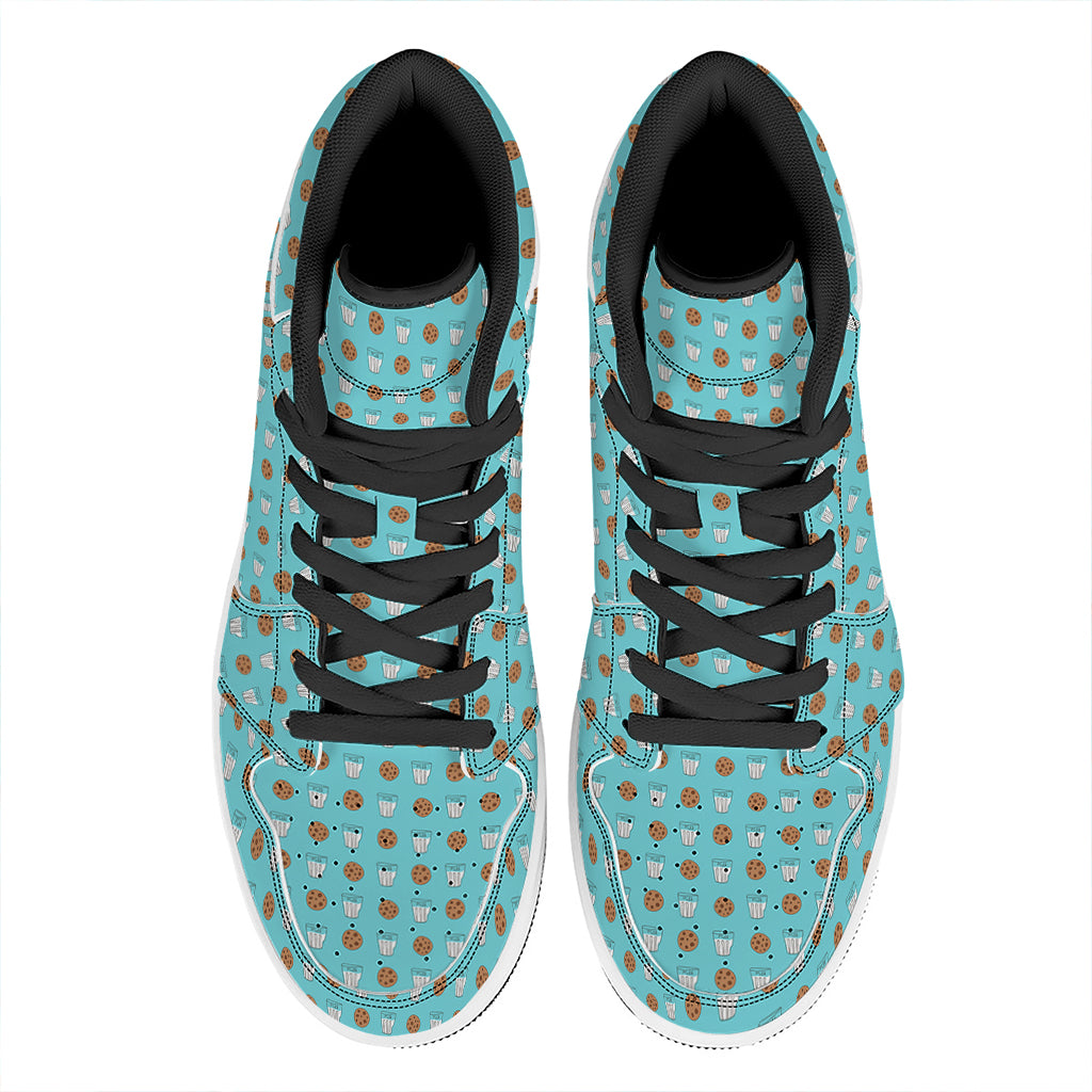 Milk And Cookies Pattern Print High Top Leather Sneakers
