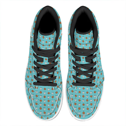 Milk And Cookies Pattern Print High Top Leather Sneakers
