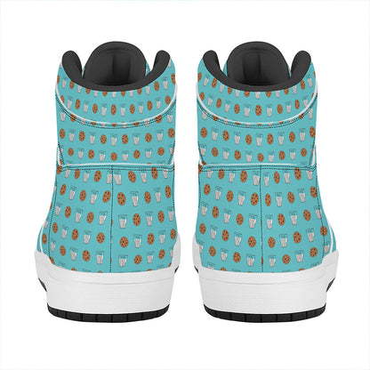 Milk And Cookies Pattern Print High Top Leather Sneakers