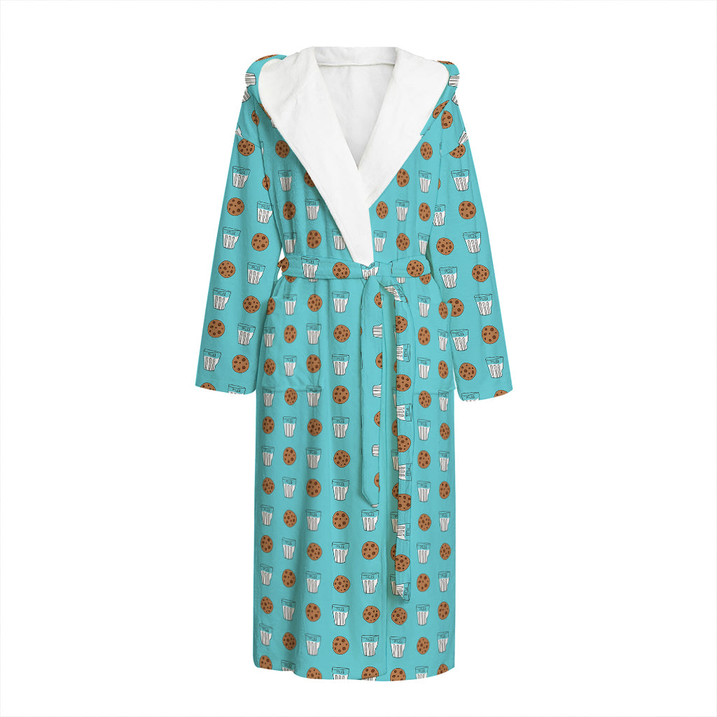 Milk And Cookies Pattern Print Hooded Bathrobe