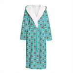 Milk And Cookies Pattern Print Hooded Bathrobe