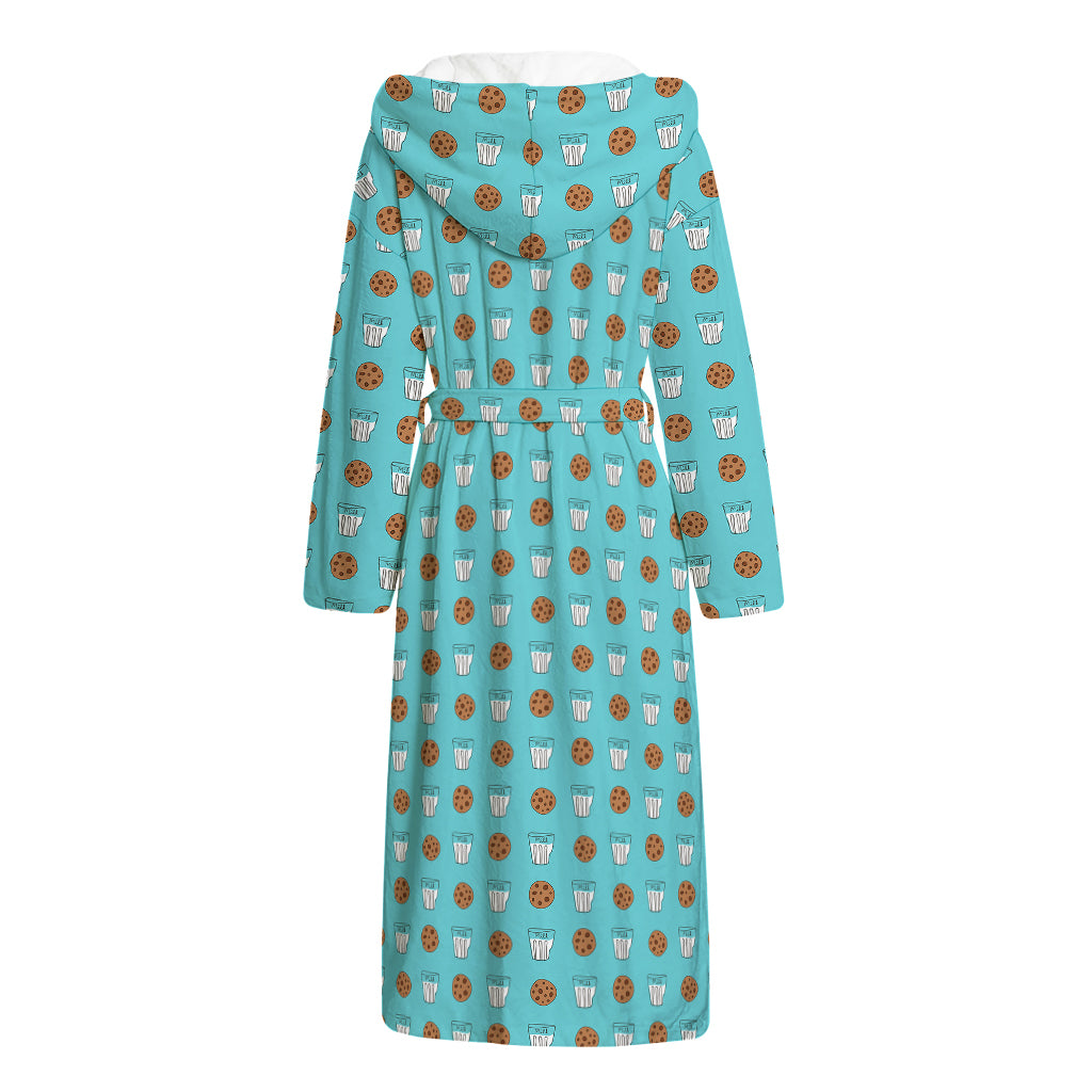 Milk And Cookies Pattern Print Hooded Bathrobe