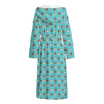 Milk And Cookies Pattern Print Hooded Bathrobe
